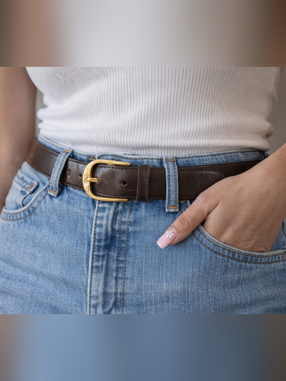 Vintage Yves Saint Laurent YSL Leather Belt – Brown Full Grain Kip Skin